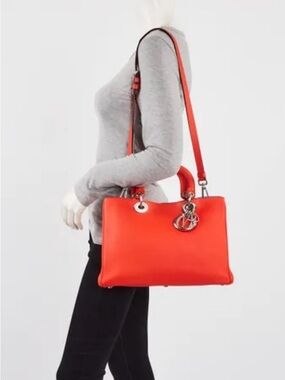 Previously loved Dior “Diorissimo” Orange Leather Shoulder Bag w Silver Hardware